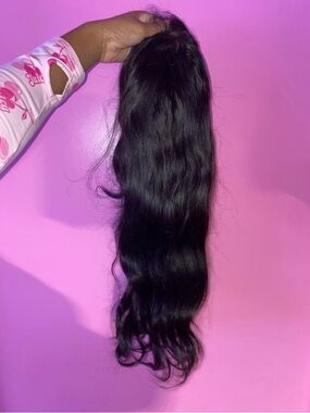20” closure wig 100% Human Hair Pre Plucked 180 Density